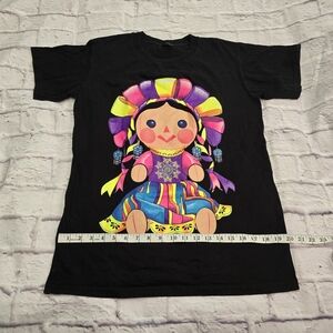 Adelita/Maria Mexican Doll Black T-Shirt Size Medium